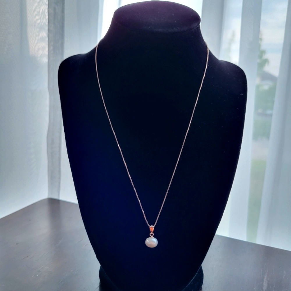 925 sterling chain pearl pendant